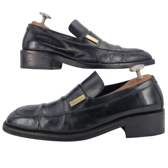 Gucci Italian Luxury Dress Shoes Mens size 10.5 Black Leather Square-toe Loafers - Picture 4 of 11